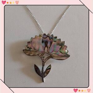 Vintage 925 Sterling & Genuine Abalone Flower Brooch/Necklace~Taxco Mexico